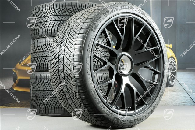 20" Turbo S central locking winter wheel set for Turbo S, wheels 8,5J x 20 ET51 + 11J x 20 ET59 + Michelin Pilot Alpin PA4 winter tyres 245/35 R20+295/30 R20, TPMS, black satin mat