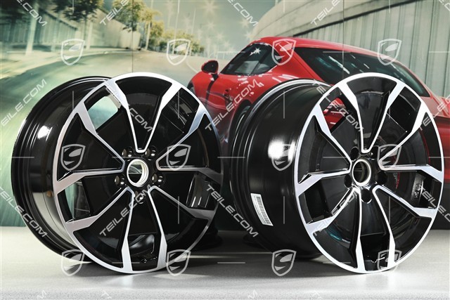 20-inch Turbo Aero Design wheel rim set, 9J x 20 ET54 + 11J x 20 ET60, black high gloss + glossy Surface