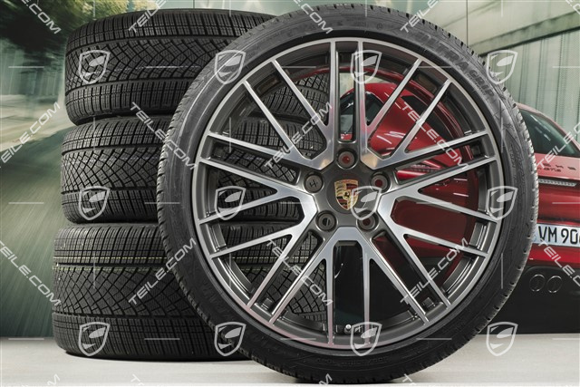 20"+21" Turbo V Winterräder Satz, Felgen 8,5J x 20 ET40 + 11J x 21 ET66 + Goodyear Winterreifen 245/35 R20 + 305/30 R21