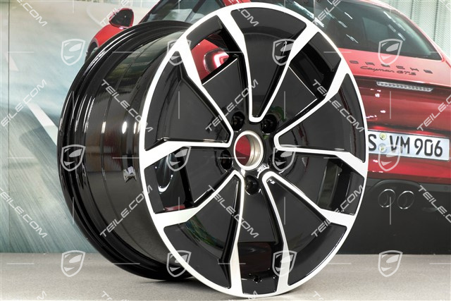 20" Felge Taycan Turbo Aero Design, 11J x 20 ET60, schwarz hochglanz mit glanzgedrehter Stirnfläche