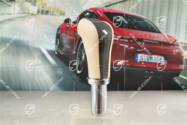 Schaltknopf Carbon, Tiptronic, Leder, luxorbeige