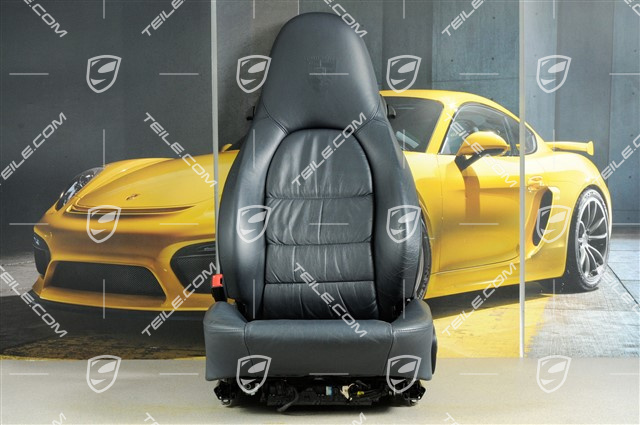 Seat, el adjustable, leather, Metropole blue, Draped, Porsche crest, L