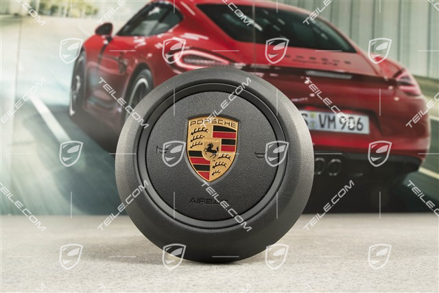 Airbag-Einheit für Lenkrad, Leder, Schwarz