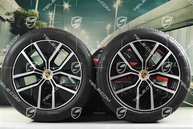 21" koła letnie Cayenne Coupe Aero Design, komplet, felgi 9,5J x 21 ET46 + 11,0J x 21 ET49 + opony letnie Pirelli P Zero 285/45 R21 + 315/40 R21, z czujnikami ciśnienia, około 30km, DOT/rok prod. 2025