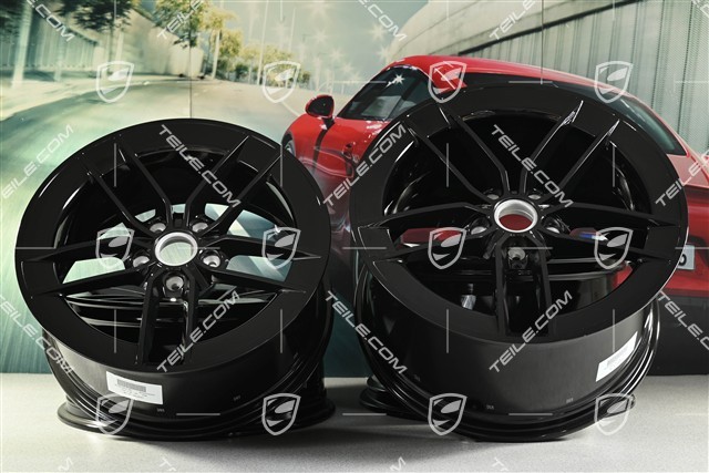 20"+21" Carrera Exclusive Design wheel rim set, rims 8.5J x 20 ET50 + 11.5J x 21 ET79, black high gloss