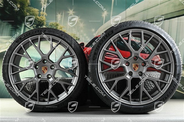 20"+21" RS Spyder Design Winterrädersatz, Felgen 8,5J x 20 ET50 + 11J x 21 ET82 + Michelin Winterreifen 245/35 R20 + 305/30 R21, mit RDK-Sensoren, Darksilver