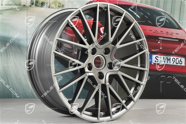 21" Felgensatz Cayenne RS Spyder, 11J x 21 ET58 + 9,5J x 21 ET46, Platinum Seidenmatt