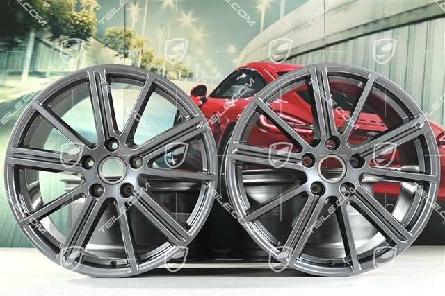 20" wheel rim set Panamera Turbo, 9.5J x 20 ET71 + 10.5J x 20 ET71, Adamantium