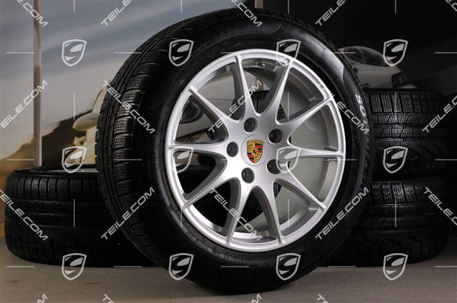 18" komplet kół zimowych Panamera S, felgi 8J x 18 ET59 + 9J x 18 ET53 + opony Pirelli Sottozero II 245/50 R18 + 275/45 R18