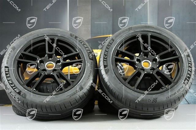 19" Koła letnie, komplet "Panamera", felgi 9J x 19 ET64 + 10,5 J x 19 ET62 + opony letnie Michelin Sport 4 265/45 R19 + 295/40 R19, czarny połysk