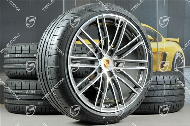 20" Turbo IV Sommerräder Satz, Felgen 8,5J x 20 ET57 + 10,5J x 20 ET47 + NEUE Pirelli Sommerreifen 235/35 ZR20 + 265/35 ZR20, mit RDK-Sensoren