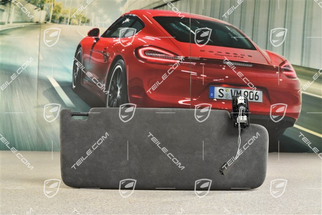 Sonnenblende, mit Spiegel beleuchtet, Alcantara, Schwarz, L