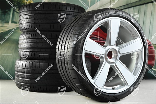 20-inch + 21-inch Sport Classic "911 Turbo 50 Years" summer wheel set, rims 9,5J x 20 ET44 + 12J x 21 ET70 + NEW Pirelli summer tyres 255/35 R20 + 315/30 R21, white high gloss