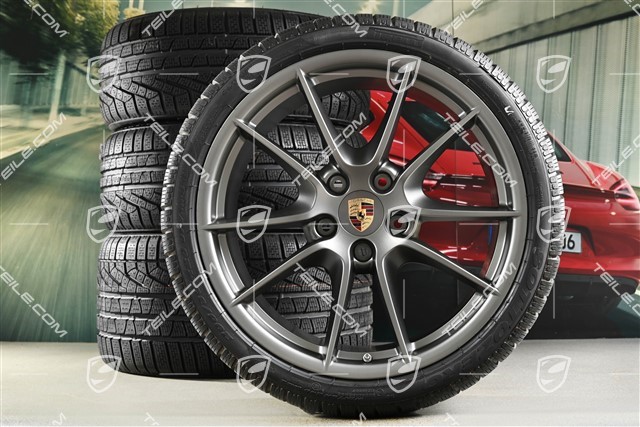 20-inch Carrera S III winter wheel set, 8,5J x 20 ET51 + 11J x 20 ET70, Pirelli winter tyres 245/35 ZR20 + 295/30 ZR20, Platinum, without TPMS