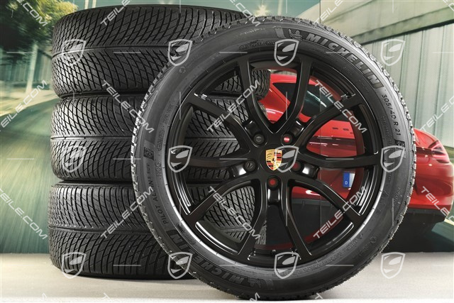 21-inch Cayenne COUPE Exclusive Design winter wheel set, rims 9,5J x 21 ET46 + 11,0J x 21 ET49 + NEW Michelin Pilot Alpin 5 SUV winter tyres 285/45 R21 + 305/40 R21, with TPMS, black satin-mat
