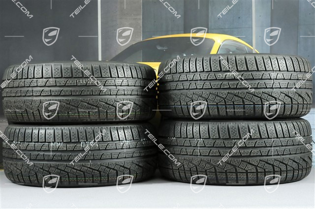 18" Panamera S, Winterräder Satz, 8J x 18 ET 59 + 9J x 18 ET 53 + Reifen Pirelli Sottozero II 245/50 R18 + 275/45 R18 (DOT13), RDK-Sensoren