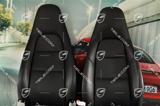 Seats, el. adjustable, 14-way, heating, lumbar, leather, black, set, L+R