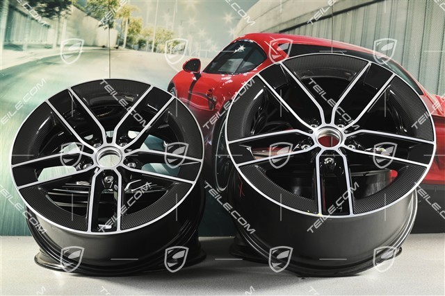 20"+21" Komplet felg Carrera Exclusive Design, felgi 8,5J x 20 ET50 + 11,5J x 21 ET79, z karbonowymi osłonami aerodynamicznymi
