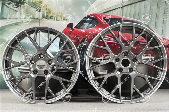 20+21-inch wheel rim set RS Spyder, rims: front 8,5J x 20 ET50 + rear 11,J x 21 ET67, platinum satin matt