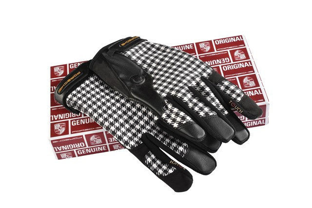 Porsche Classic Assembly gloves, Pepita / houndstooth, black, size 9
