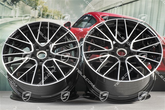 21-inch wheel rim set Cayenne RS Spyder, 11J x 21 ET58 + 9,5J x 21 ET46, black high gloss