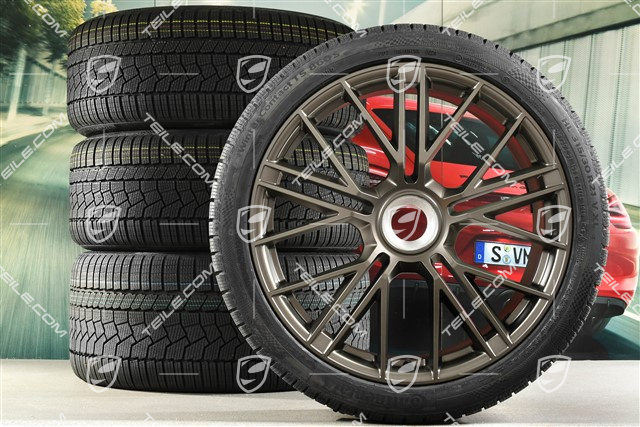 21" Panamera Turbo S Koła zimowe, komplet, centralne mocowanie, felgi 9,5J x 21 ET71 + 10,5J x 21 ET71 + opony zimowe Continental Winter Contact TS860 S 275/35 R21 + 315/30 R21, Turbonit