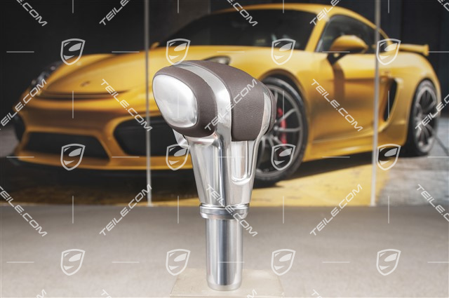 Gearshift knob Aluminium, leather, Espresso