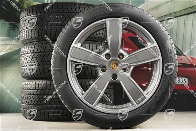20" koła zimowe Cayenne COUPE Sport Classic, komplet, felgi 9J x 20 ET50 + 10,5J x 20 ET55 + opony zimowe Pirelli 275/45 R20 + 305/40 R20, z czujnikami ciśnienia