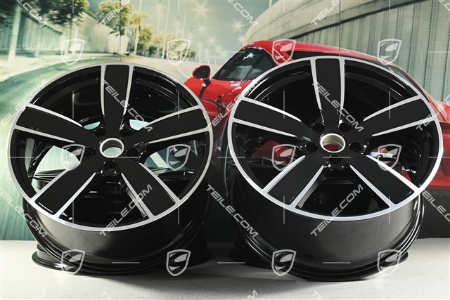 22" Cayenne Coupé Sport Classic Felgensatz, Felgen 10J x 22 ET48 + 11,5J x 22 ET52, schwarz hochglanz