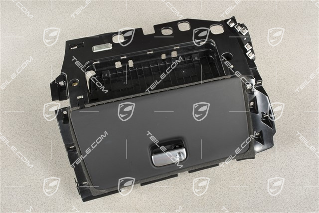 Storage / Glove compartment, leather, black, LHD