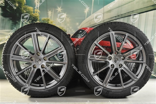20" Panamera Turbo Koła zimowe, komplet, felgi 9,5J x 20 ET71 + 10,5J x 20 ET71 + opony zimowe Bridgestone 275/40 R20 + 315/35 R20, Adamantium