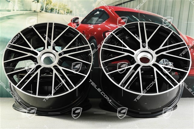 21" Panamera Turbo S wheel rim set, central lock, 9.5J x 21 ET71 + 10.5J x 21 ET71, black high gloss