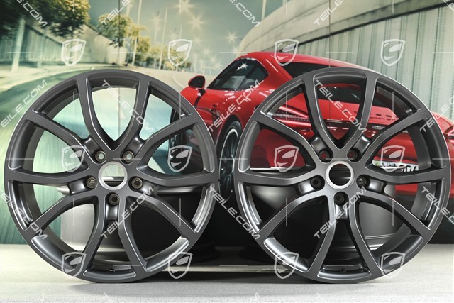 21-inch wheel rim set Cayenne Exclusive Design, 11J x 21 ET49 + 9,5J x 21 ET46, for Cayenne Coupé, Vesuvius grey
