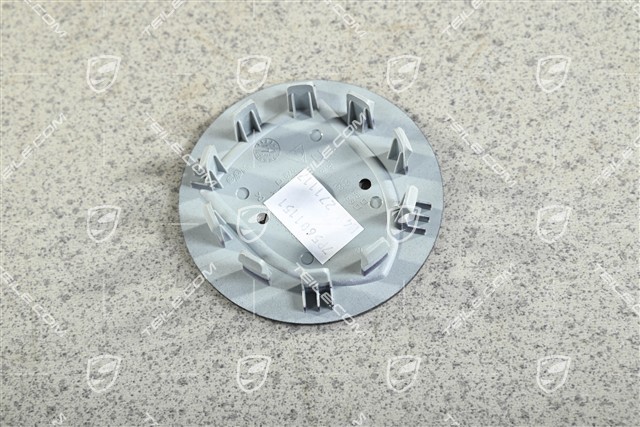 Radkappe, rund, gewölbt, mit farbigem Porsche-Wappen, Purpurite Metallic
