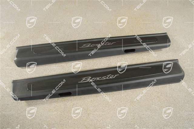 Boxster, Listwy ozdobne progów wewnętrznych, bez podświetlenia, Carbon, zestaw L+R