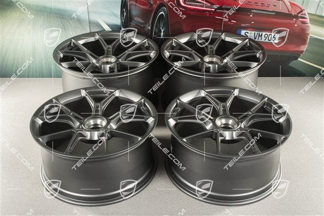 20"+21" GT3 komplet felg, 9,5J x 20 ET46 + 12J x 21 ET45, ciemny srebrny / darksilver