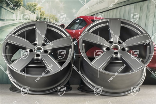 22" Komplet felg Cayenne Sport Classic, 10J x 22 ET48 + 11,5J x 22 ET61, Platinum półmat satyna
