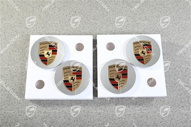 Set of Wheel Center Caps, monochrome crest, Brilliant Silver