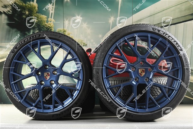 20"+21" RS Spyder Design winter wheel set, wheel rims 8,5J x 20 ET50 + 11J x 21 ET82 + Michelin winter tyres 245/35 R20 + 305/30 R21, with TPMS, Indigo Blue