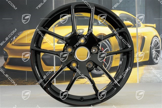 18-inch wheel rim set Cayman III, 8J x 18 ET57 + 9,5J x 18 ET49, black high gloss
