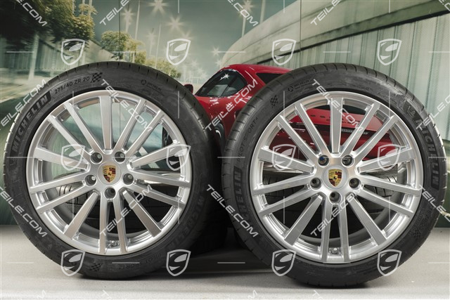 20-inch Panamera Design summer wheel set, rims 9,5J x 20 ET71 + 11,5J x 20 ET68 + Michelin summer tires 275/40 ZR20 + 315/35 ZR20, with TPM