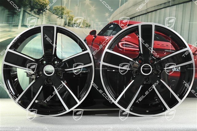 22-inch Cayenne Coupé wheel rim set Sport Classic, wheel rims 10J x 22 ET48 + 11,5J x 22 ET52, black high gloss
