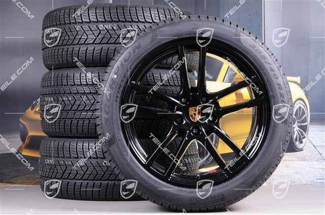 20-inch Cayenne COUPE Sport winter wheel set, rims 9J x 20 ET50 + 10,5J x 20 ET55 +  Pirelli winter tyres 275/45 R20 + 305/40 R20, with TPMS, black high gloss