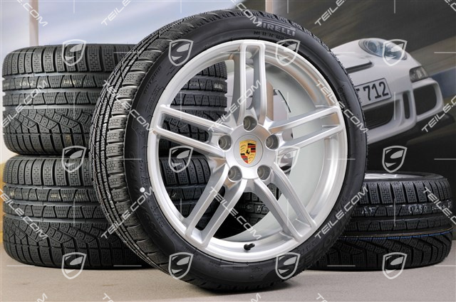 19" Komplet kół zimowych Carrera, felgi 8,5J x 19 ET54 + 11J x 19 ET48 + opony zimowe Pirelli 235/40 R19 + 295/35 R19, bez czujników ciśn