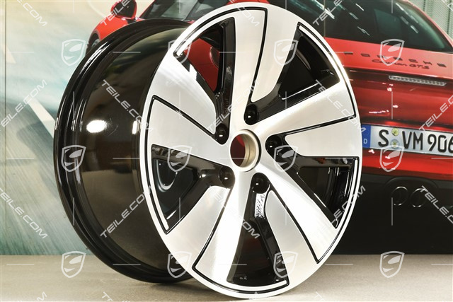 19" Felge Taycan S, 10J x 19 ET47, schwarz hochglanz mit glanzgedrehter Stirnfläche