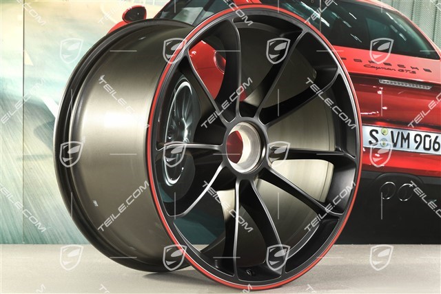 20-inch wheel, GT3, 12J x 20 ET47, black satin mat with red border