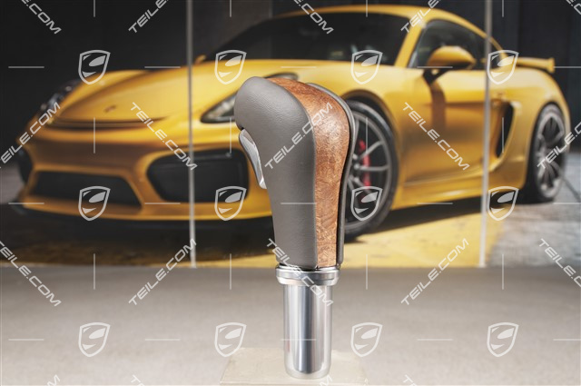 Schaltknopf, Olivemaser-hell-matt, Tiptronic, Leder, Achatgrau