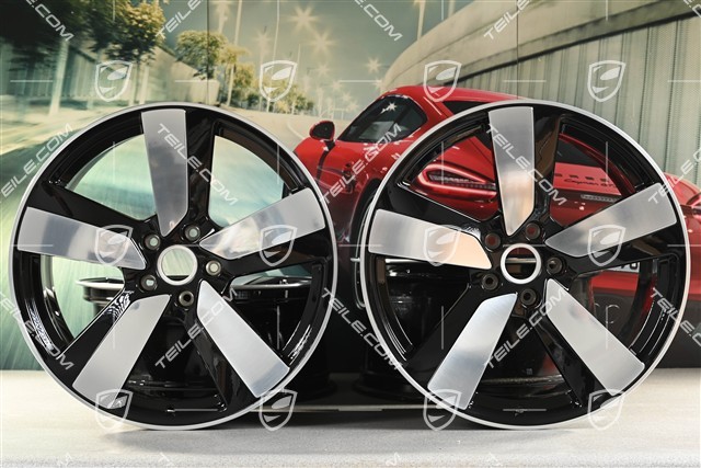 22" Macan Sport, komplet felg, 9J x 22 ET29 + 11J x 22 ET47, czarne z wysokim połyskiem