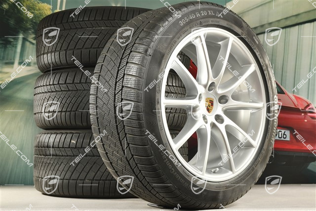 20-inch Cayenne COUPE Design winter wheel set, rims 9J x 20 ET50 + 10,5J x 20 ET55 +  Continental winter tyres 275/45 R20 + 305/40 R20, with TPMS