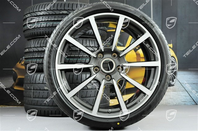 20" Carrera Classic II Sommerräder Satz, Felgen 8,5 J x 20 ET49 + 11,5 J x 20 ET76 + NEUE Sommerreifen 245/35 R20 + 305/30 R20, mit RDK Sensoren